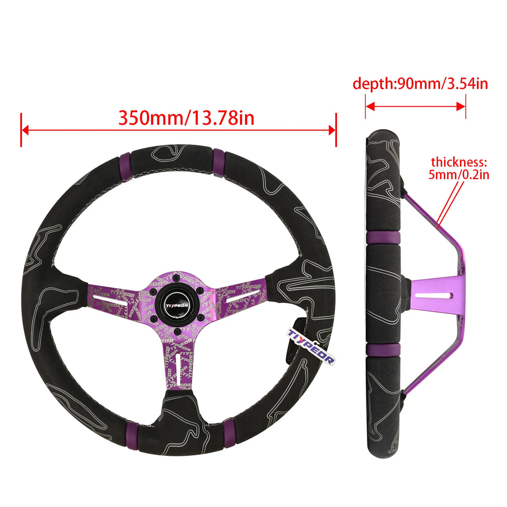 JDM Sport Steering Wheel in Suede and Leather with Deep Dish Design