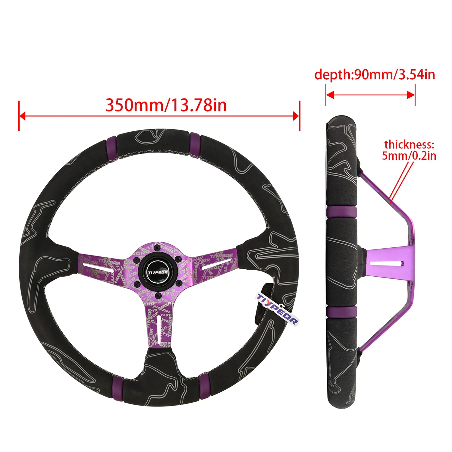 JDM Sport Steering Wheel in Suede and Leather with Deep Dish Design