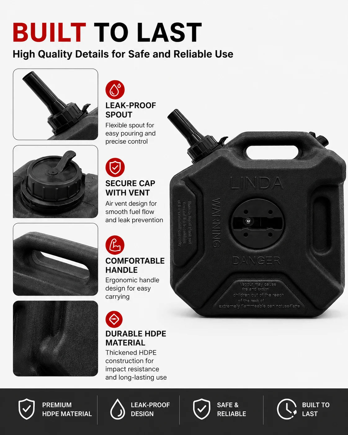 1.3-Gallon Leak-Proof Fuel Can