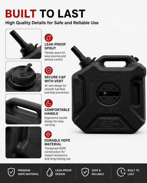 1.3-Gallon Leak-Proof Fuel Can