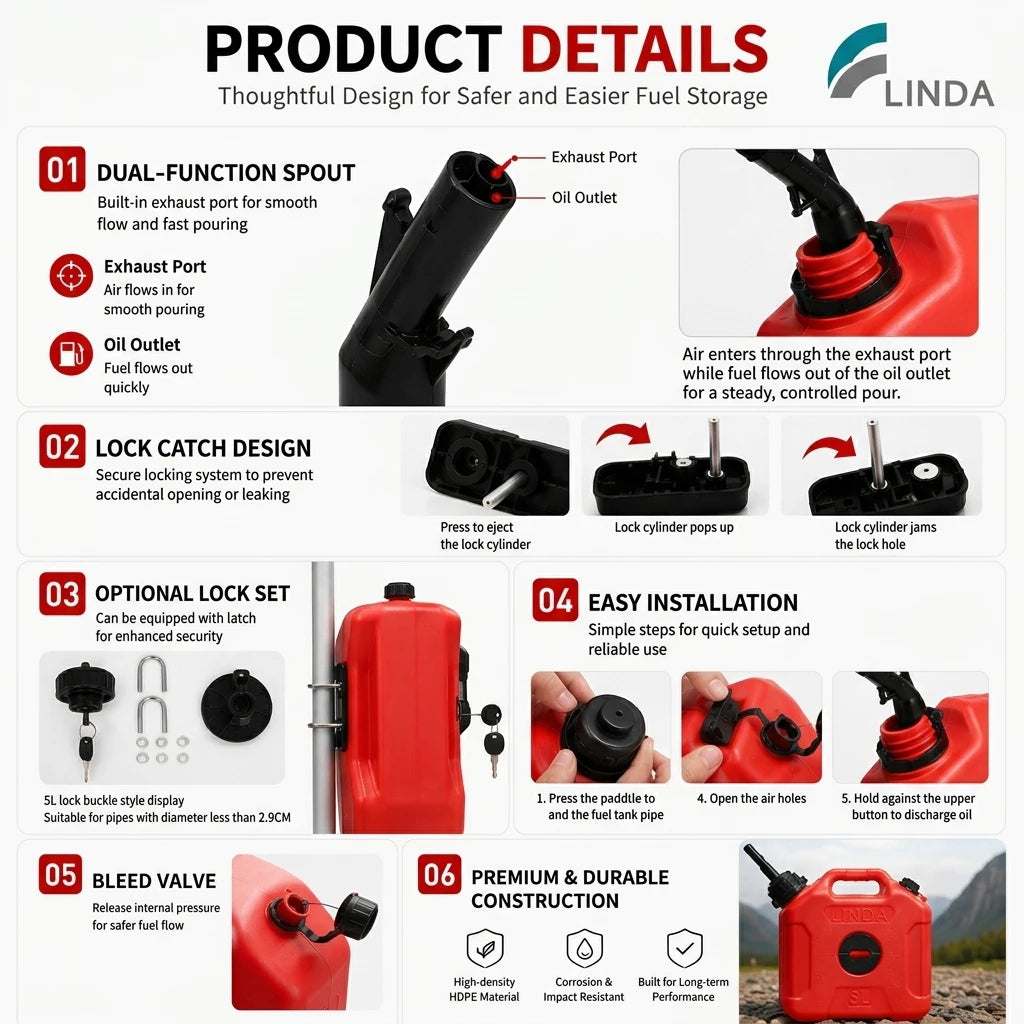 1.3-Gallon Leak-Proof Fuel Can