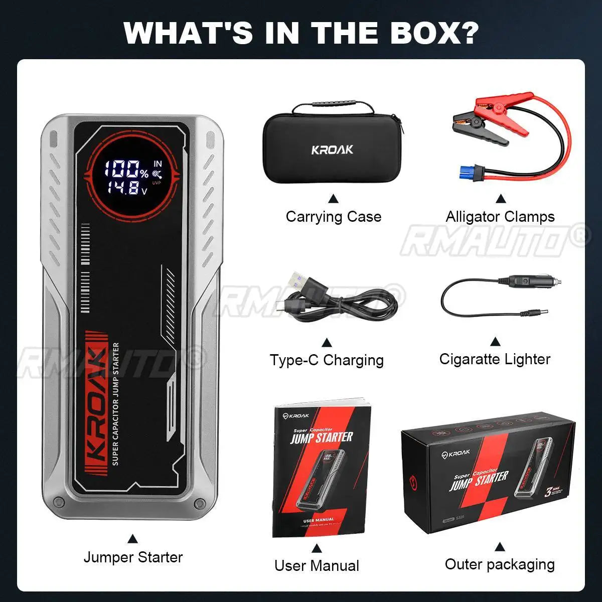 1200A Supercapacitor Portable Car Jump Starter Device