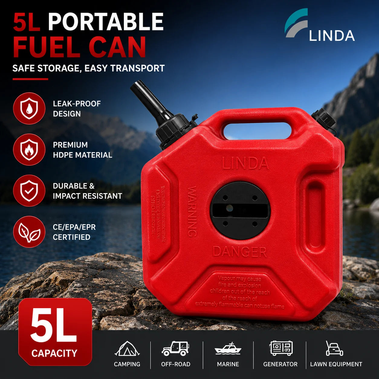 1.3-Gallon Leak-Proof Fuel Can